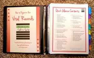 The Organizing Store Vital Records Binder Kit Contents