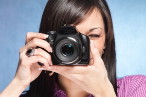 photo organizing woman with camera