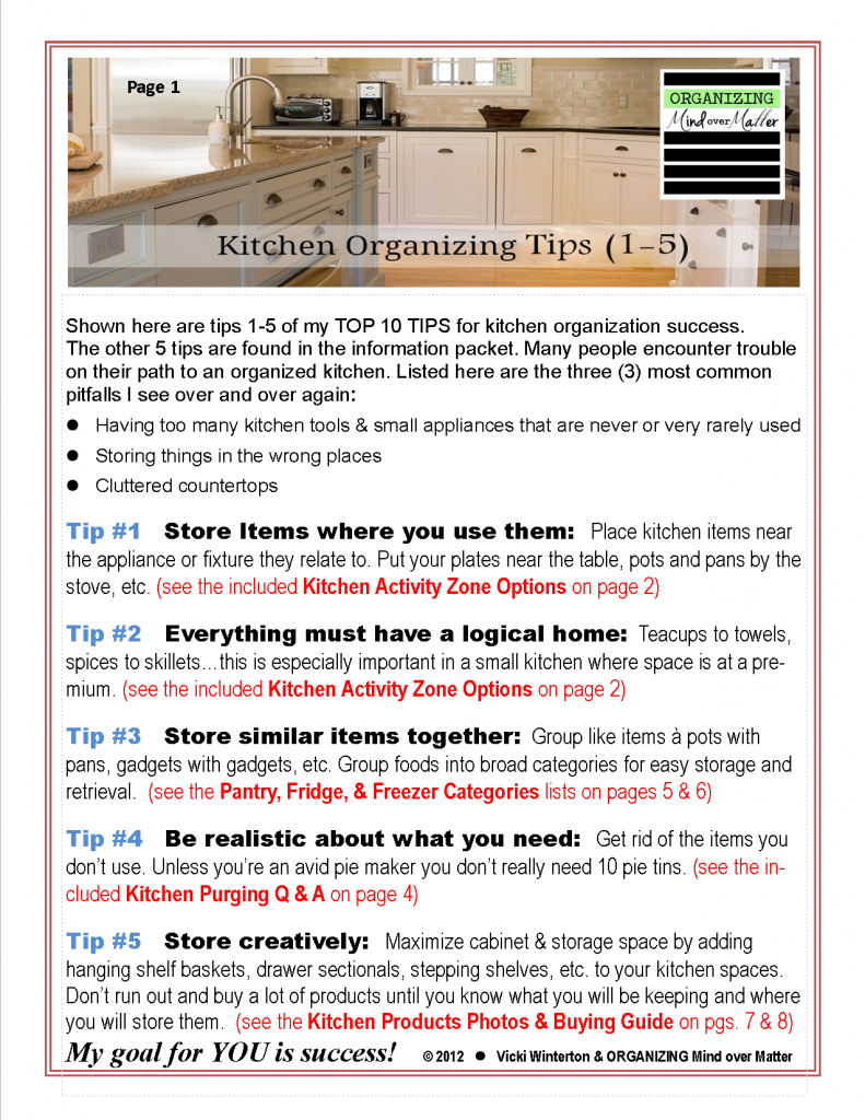 Organizing The Kitchen 1-5 template