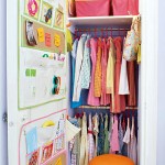 organizing kids clutter - low hang rods in closet