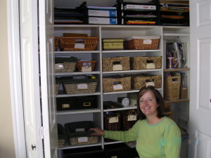 Closet organizing of finished home craft closet