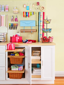 organized craft supplies - pegboard