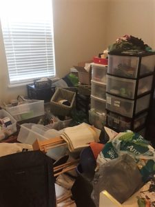 BEFORE photo of how to purge a cluttered guest bedroom 2